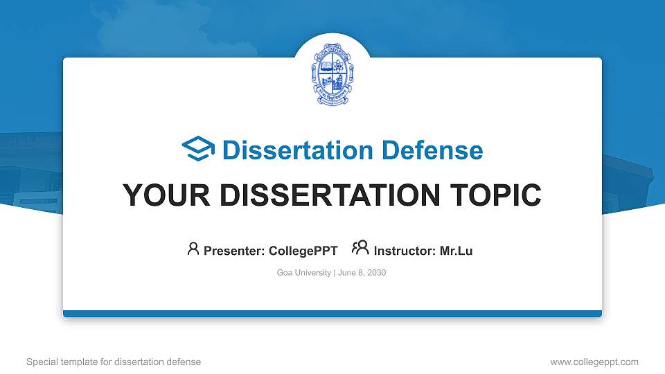 Goa University Graduation Thesis Defense PPT Template16:9 ratio PPT effect preview image