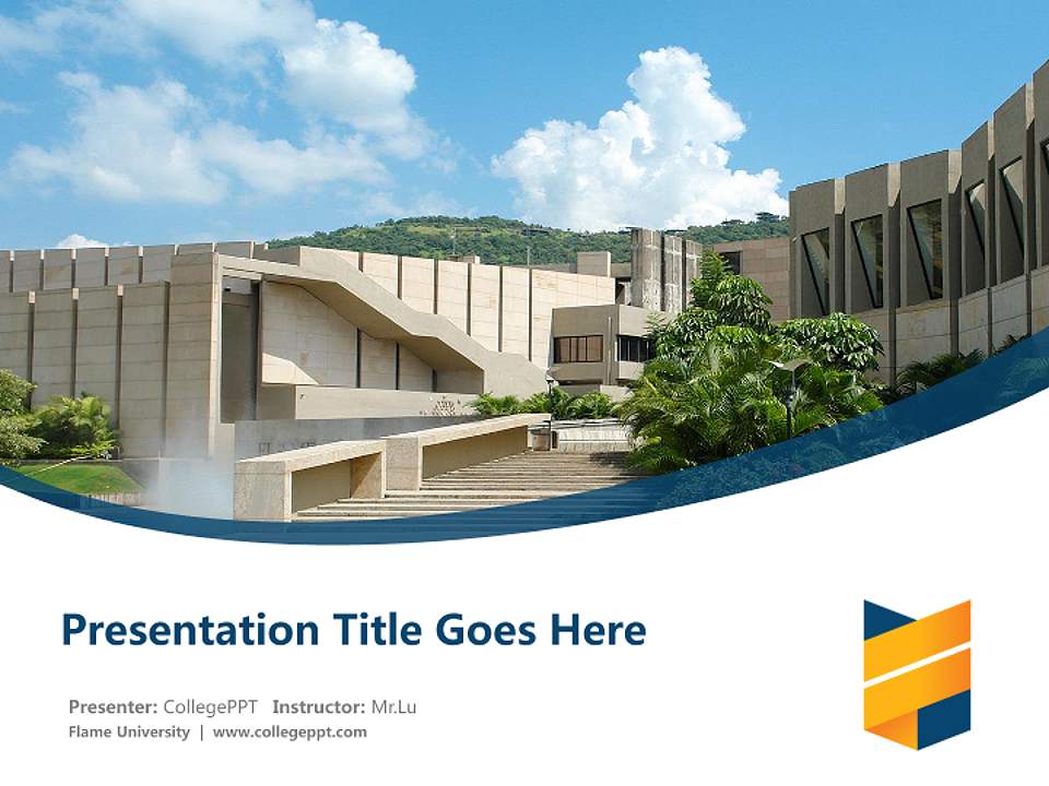 Flame University Course/Courseware Creation PPT Template4:3 ratio PPT effect preview image5