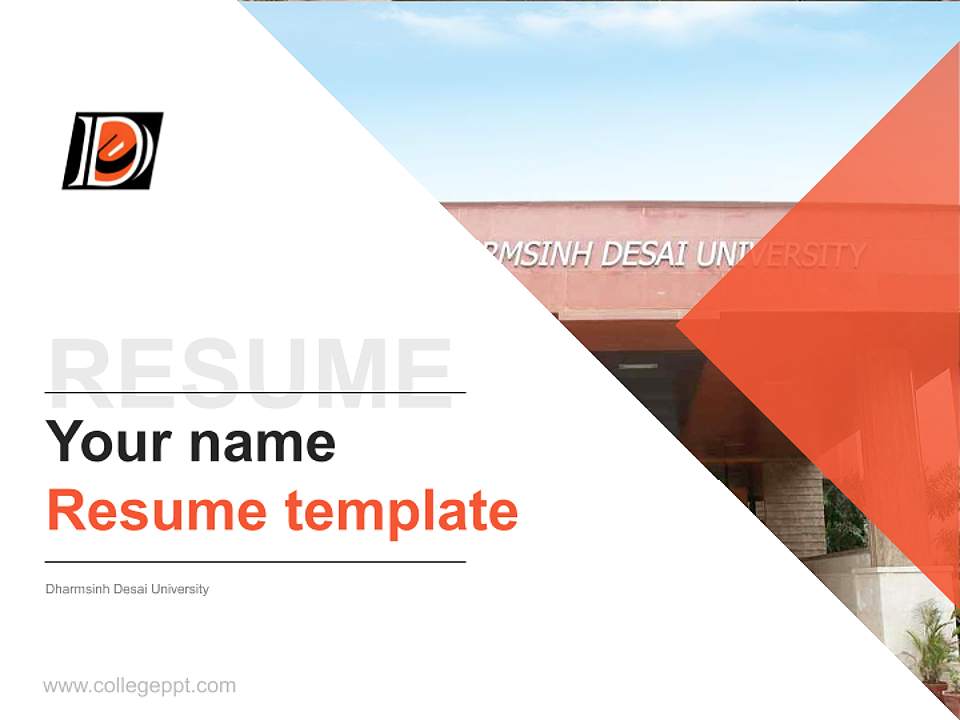 Dharmsinh Desai University Resume PPT Template4:3 ratio PPT effect preview image5