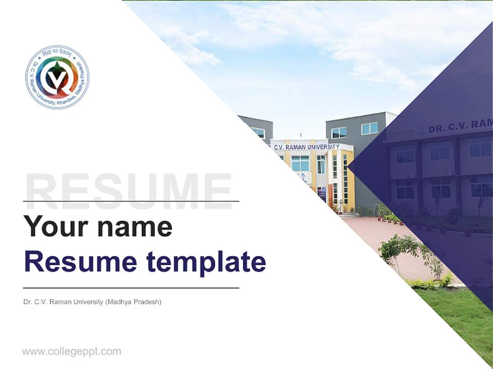 Dr. C.V. Raman University (Madhya Pradesh) Resume PPT Template4:3 ratio PPT effect preview image5