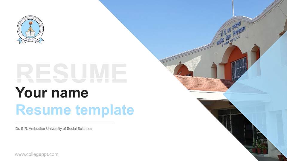 Dr. B.R. Ambedkar University of Social Sciences Resume PPT Template16:9 ratio PPT effect preview image