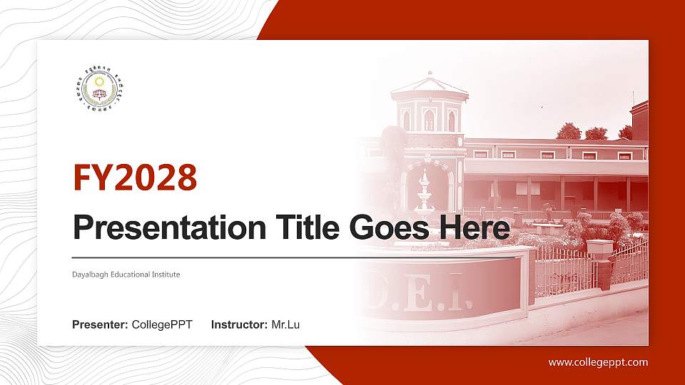 Dayalbagh Educational Institute Academic Presentation/Research Findings Report PPT Template16:9 ratio PPT effect preview image