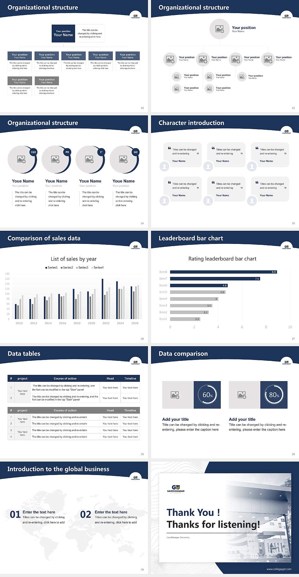 Gandhinagar University Academic Presentation/Research Findings Report PPT Template4:3 ratio PPT effect preview image4