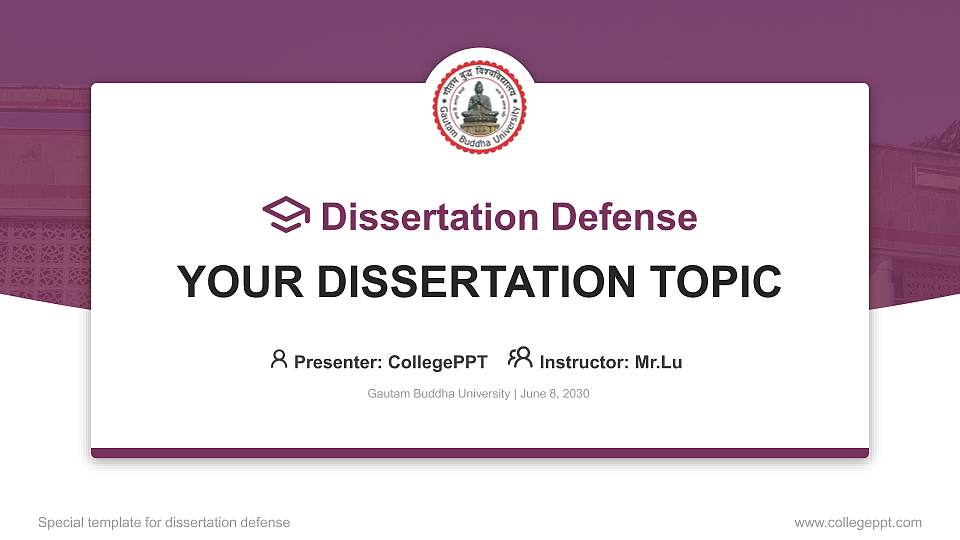 Gautam Buddha University Graduation Thesis Defense PPT Template16:9 ratio PPT effect preview image1