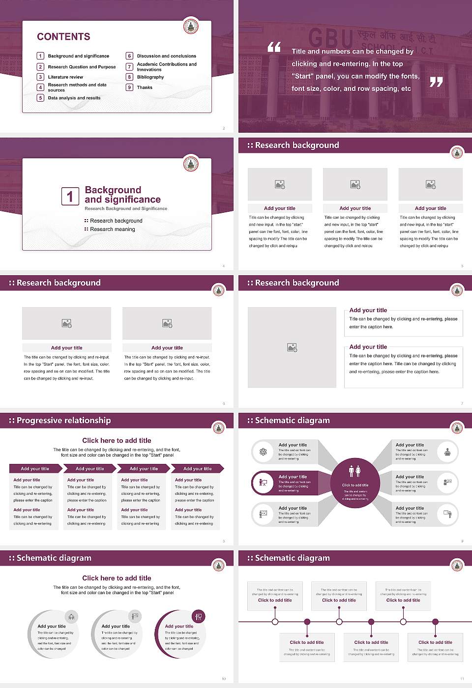 Gautam Buddha University Graduation Thesis Defense PPT Template16:9 ratio PPT effect preview image2
