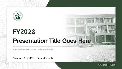 Dr. Yashwant Singh Parmar University of Horticulture and Forestry Academic Presentation/Research Findings Report PPT Template