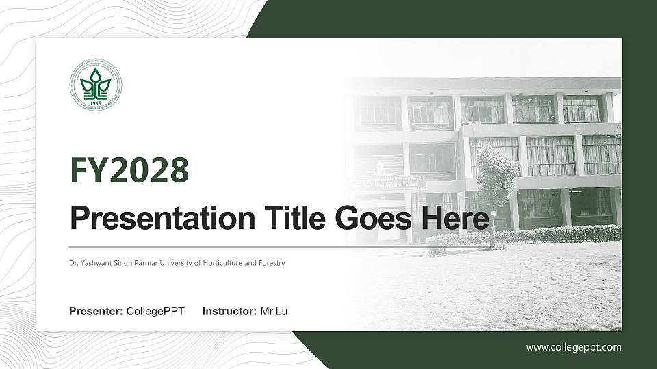 Dr. Yashwant Singh Parmar University of Horticulture and Forestry Academic Presentation/Research Findings Report PPT Template16:9 ratio PPT effect preview image