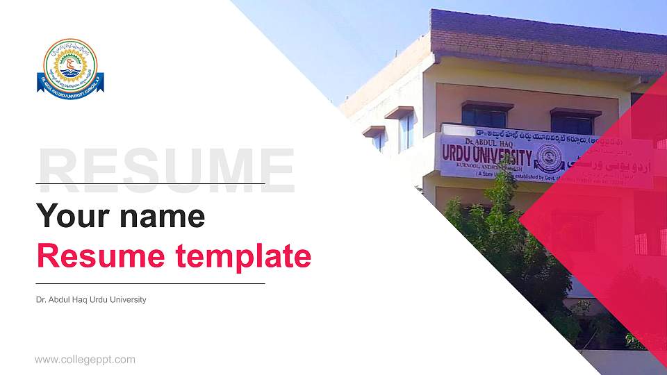 Dr. Abdul Haq Urdu University Resume PPT Template16:9 ratio PPT effect preview image