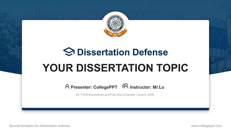 Dr. Y.S.R Architecture and Fine Arts University Graduation Thesis Defense PPT Template16:9 ratio PPT effect preview image