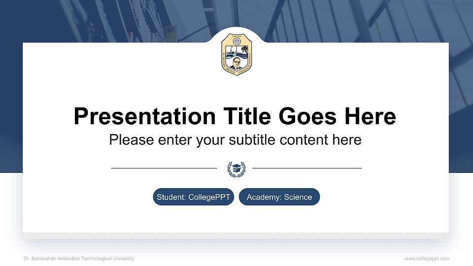 Dr. Babasaheb Ambedkar Technological University National Scholarship Defense PPT Template16:9 ratio PPT effect preview image