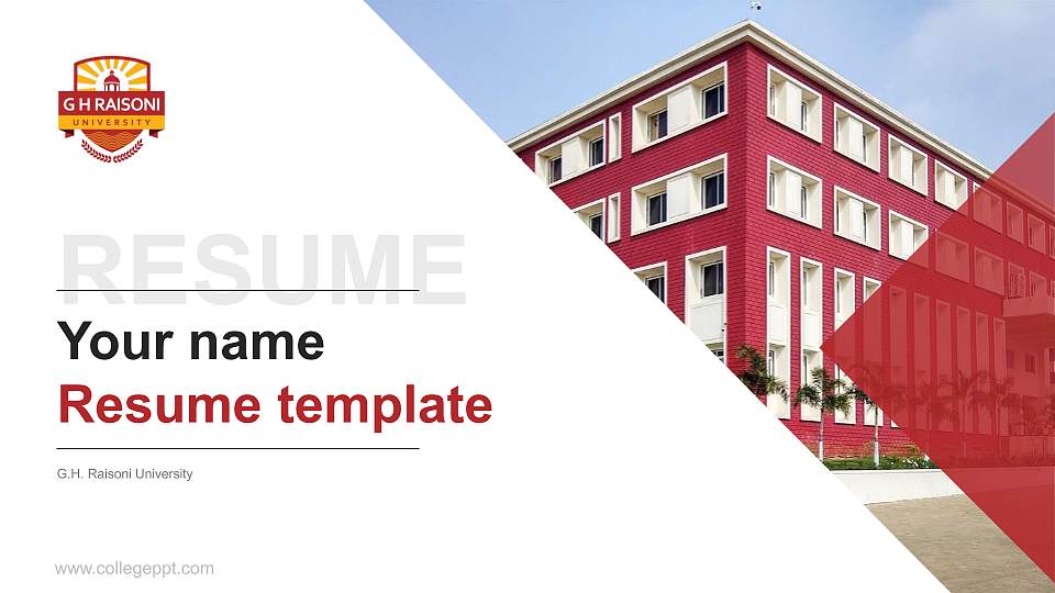 G.H. Raisoni University Resume PPT Template16:9 ratio PPT effect preview image