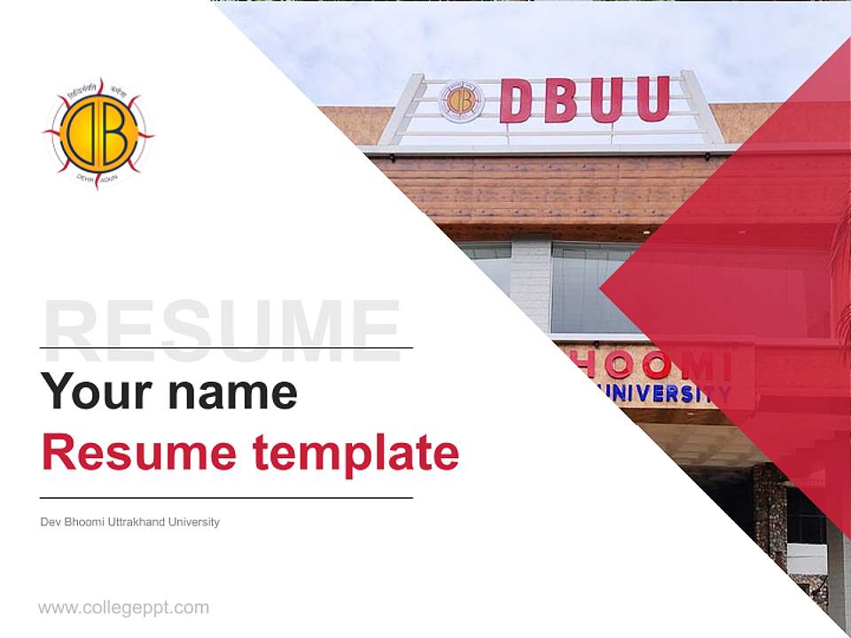 Dev Bhoomi Uttrakhand University Resume PPT Template4:3 ratio PPT effect preview image5