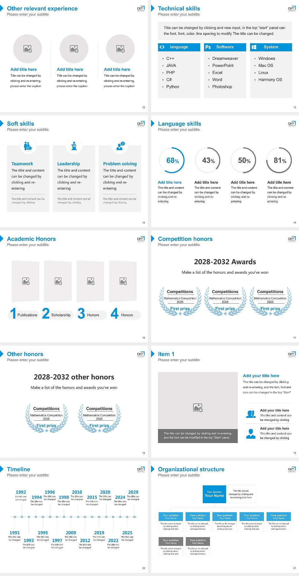 DIT University Resume PPT Template4:3 ratio PPT effect preview image3