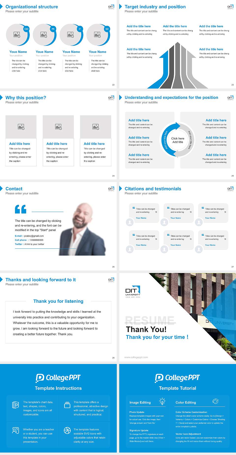 DIT University Resume PPT Template4:3 ratio PPT effect preview image4