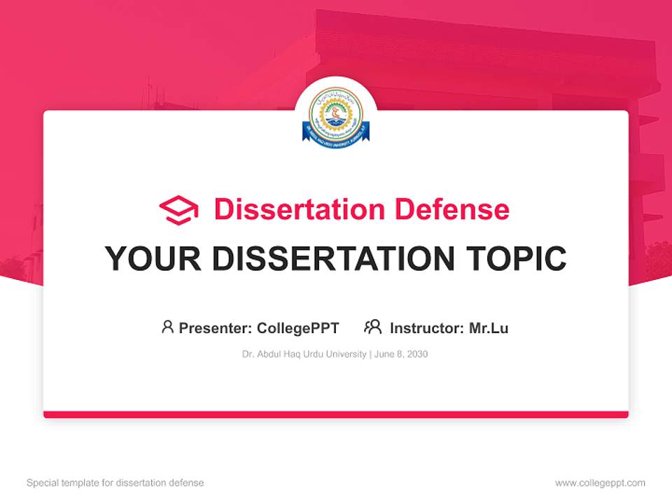 Dr. Abdul Haq Urdu University Graduation Thesis Defense PPT Template4:3 ratio PPT effect preview image7