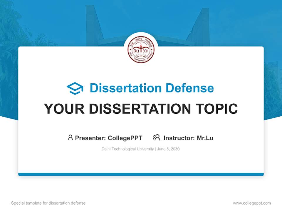 Delhi Technological University Graduation Thesis Defense PPT Template4:3 ratio PPT effect preview image7