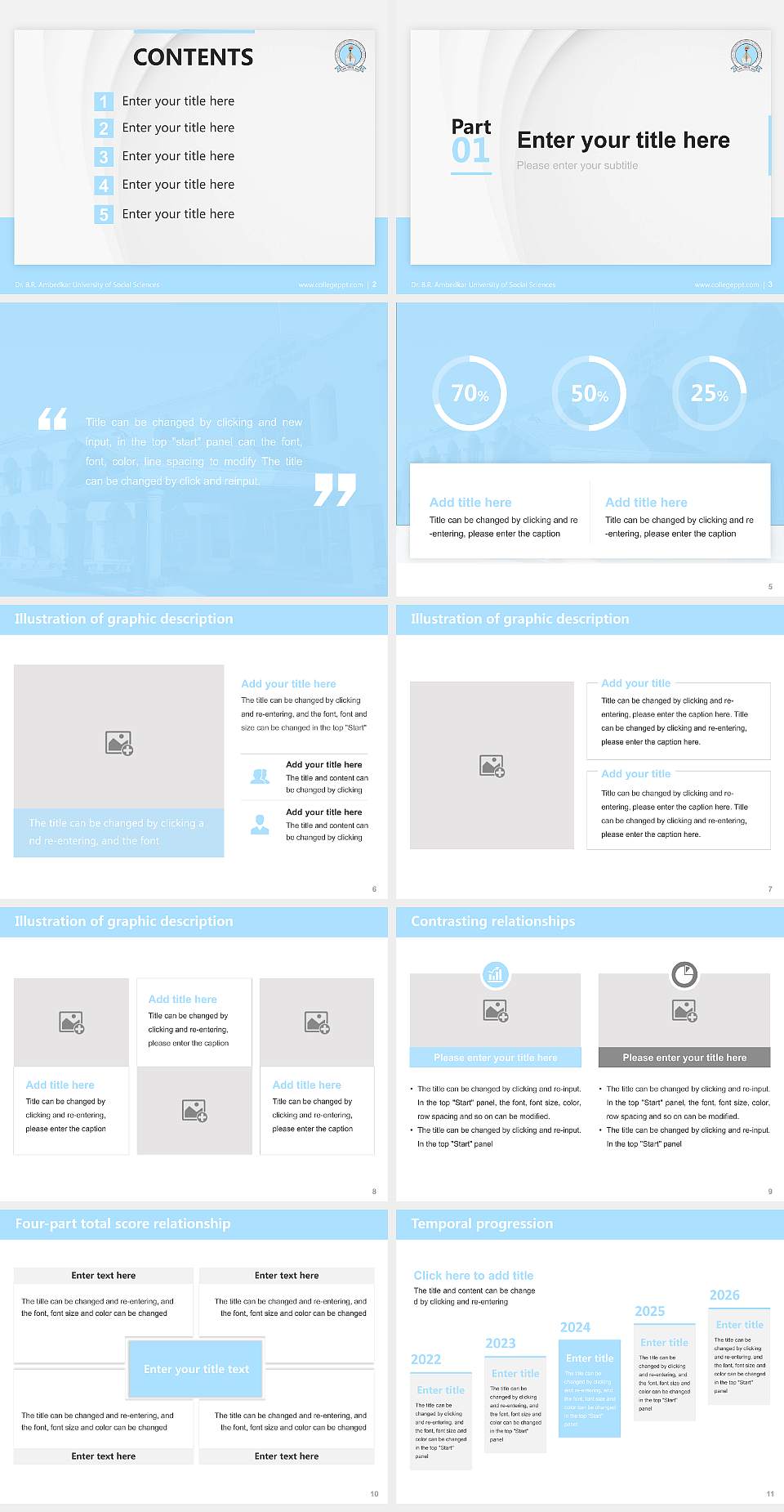 Dr. B.R. Ambedkar University of Social Sciences Thesis Proposal/Graduation Defense PPT Template4:3 ratio PPT effect preview image2