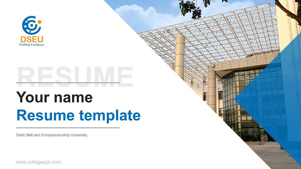 Delhi Skill and Entrepreneurship University Resume PPT Template16:9 ratio PPT effect preview image