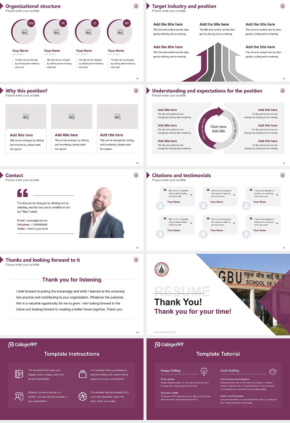 Gautam Buddha University Resume PPT Template16:9 ratio PPT effect preview image4