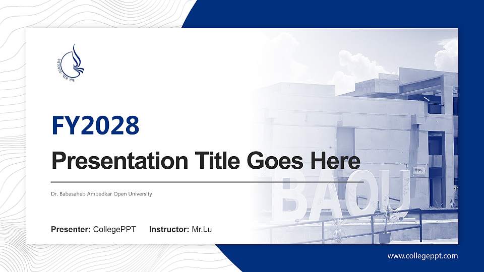 Dr. Babasaheb Ambedkar Open University Academic Presentation/Research Findings Report PPT Template16:9 ratio PPT effect preview image