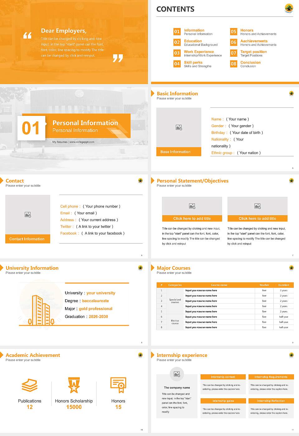 GSFC University Resume PPT Template16:9 ratio PPT effect preview image2