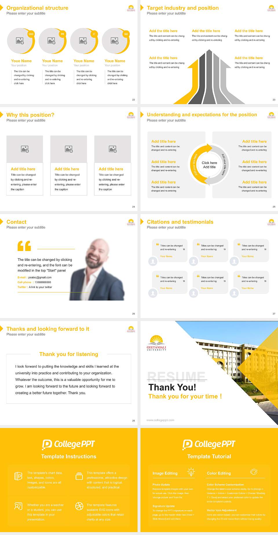 Geetanjali University Resume PPT Template4:3 ratio PPT effect preview image4