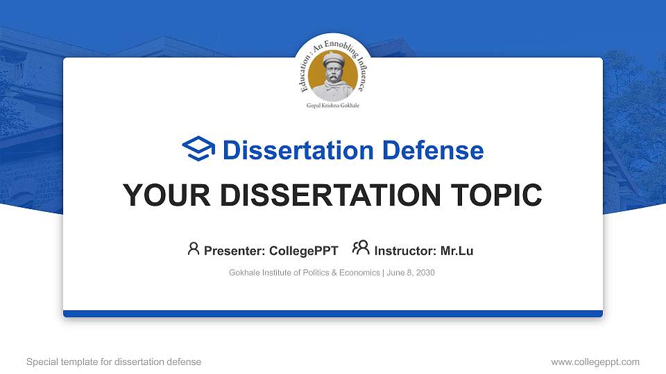 Gokhale Institute of Politics & Economics Graduation Thesis Defense PPT Template16:9 ratio PPT effect preview image