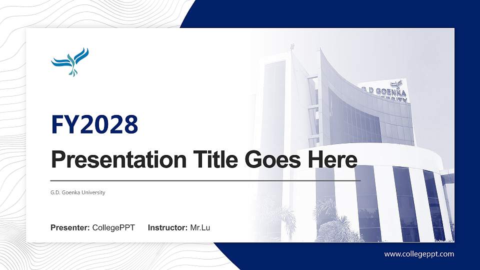 G.D. Goenka University Academic Presentation/Research Findings Report PPT Template16:9 ratio PPT effect preview image