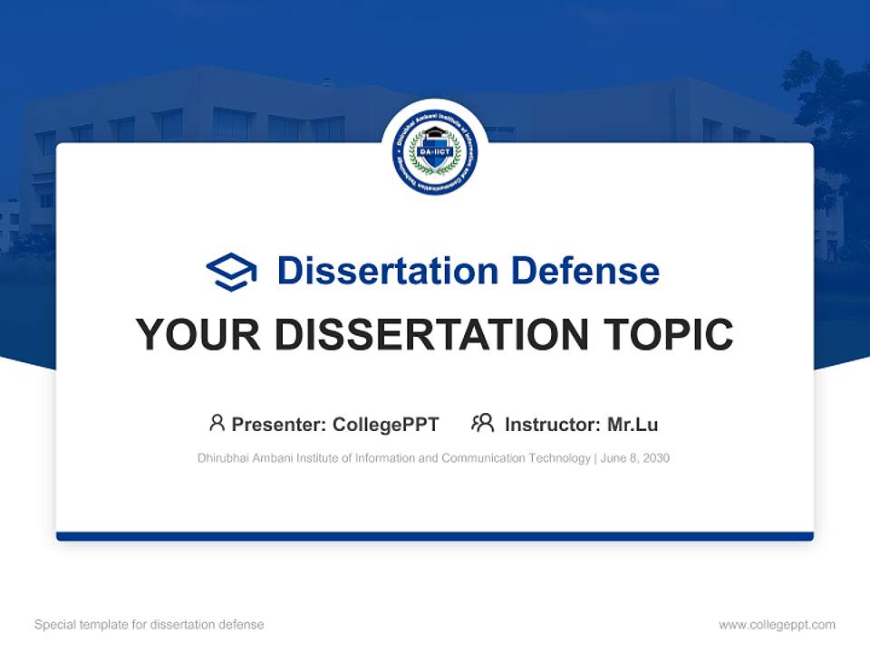 Dhirubhai Ambani Institute of Information and Communication Technology Graduation Thesis Defense PPT Template4:3 ratio PPT effect preview image7