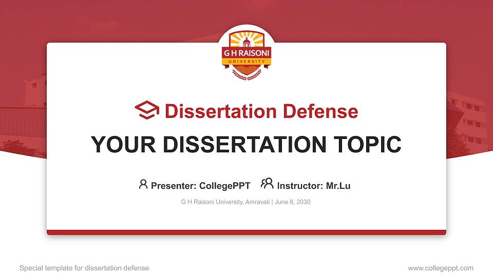 G H Raisoni University, Amravati Graduation Thesis Defense PPT Template16:9 ratio PPT effect preview image