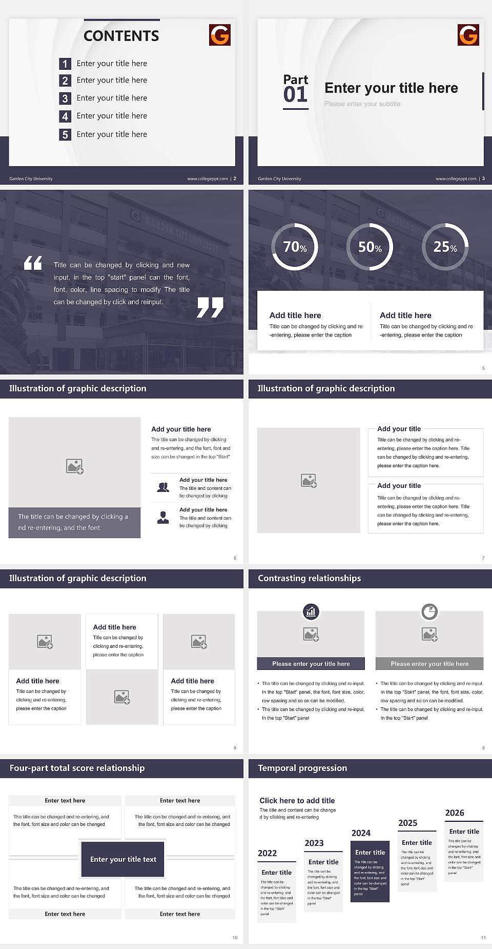 Garden City University Thesis Proposal/Graduation Defense PPT Template4:3 ratio PPT effect preview image2