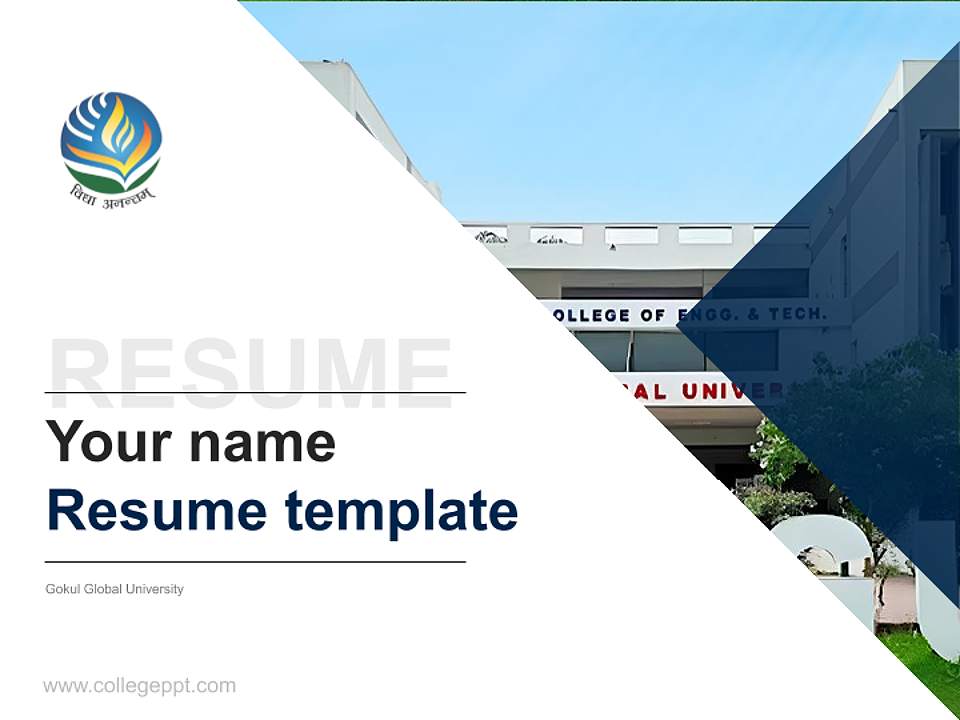 Gokul Global University Resume PPT Template4:3 ratio PPT effect preview image5