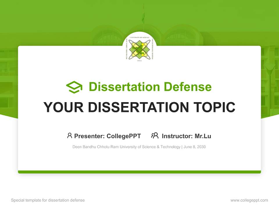 Deen Bandhu Chhotu Ram University of Science & Technology Graduation Thesis Defense PPT Template4:3 ratio PPT effect preview image7
