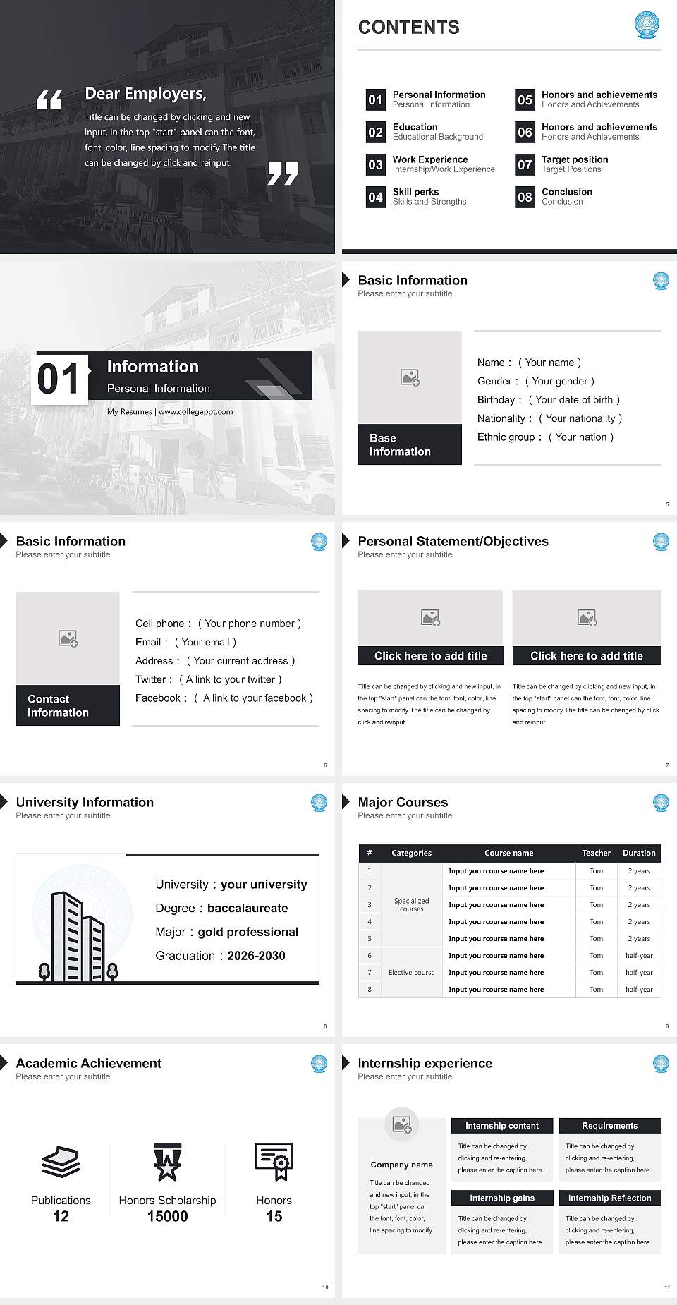 Gauhati University Resume PPT Template4:3 ratio PPT effect preview image2