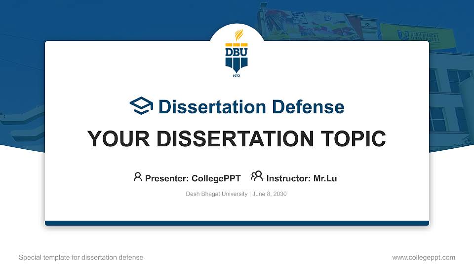 Desh Bhagat University Graduation Thesis Defense PPT Template16:9 ratio PPT effect preview image