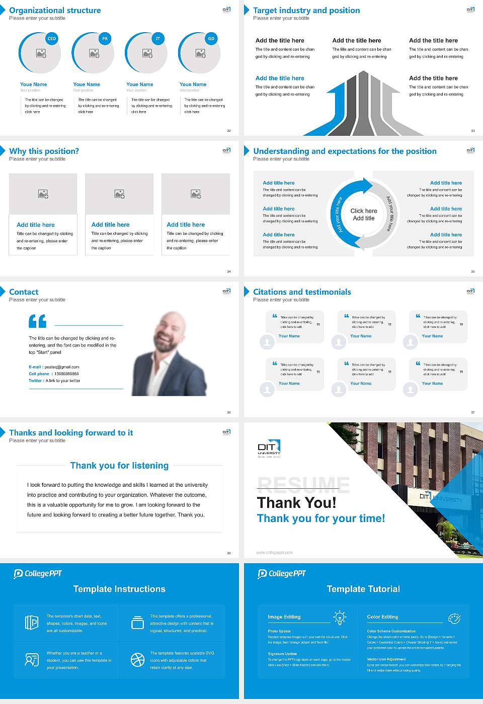 DIT University Resume PPT Template16:9 ratio PPT effect preview image4