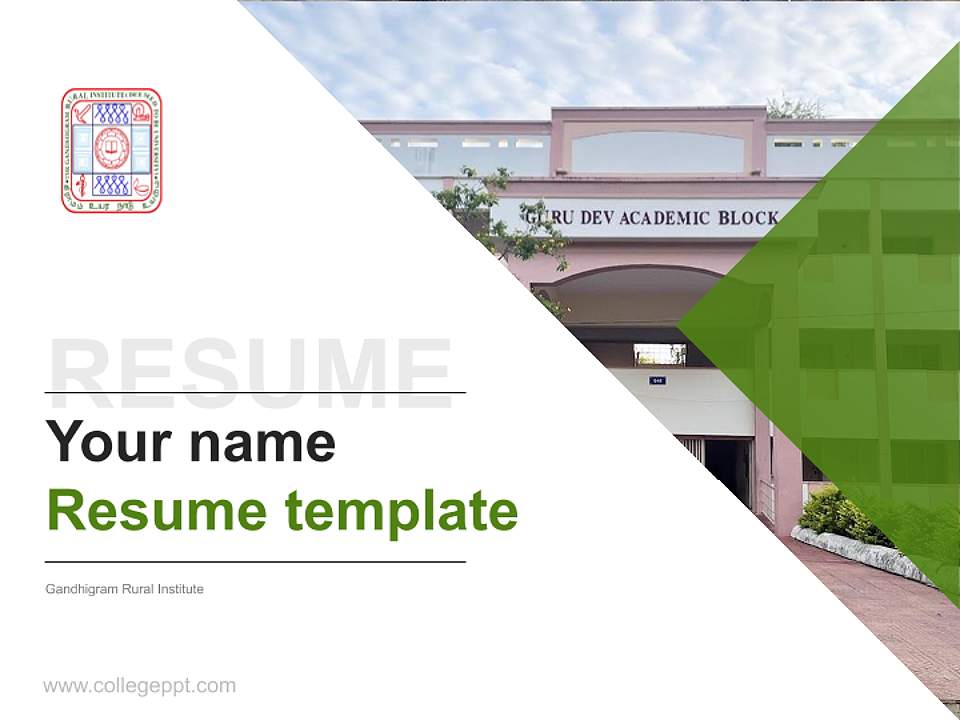 Gandhigram Rural Institute Resume PPT Template4:3 ratio PPT effect preview image5