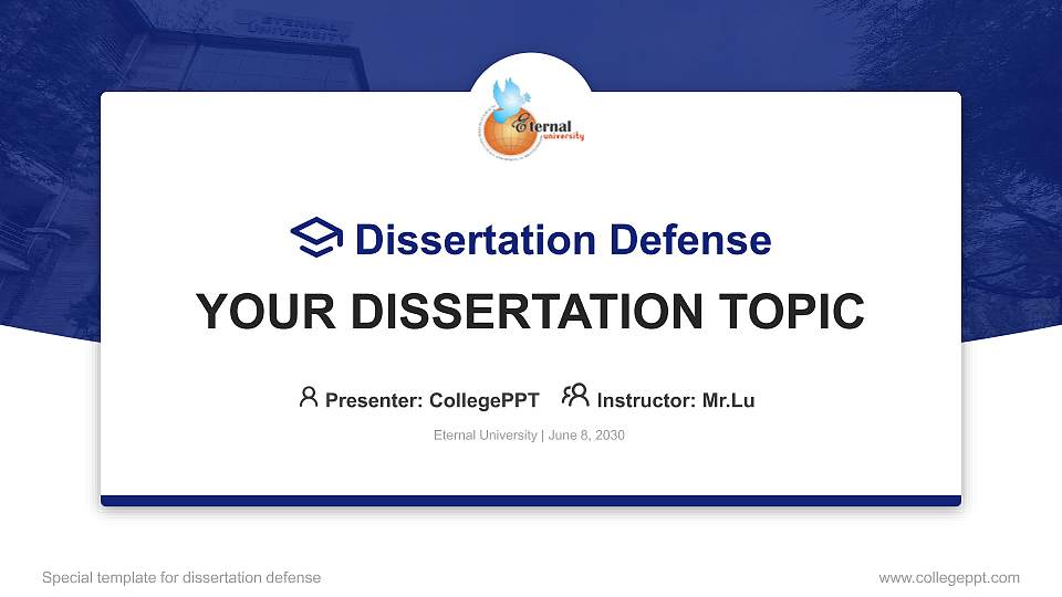 Eternal University Graduation Thesis Defense PPT Template16:9 ratio PPT effect preview image