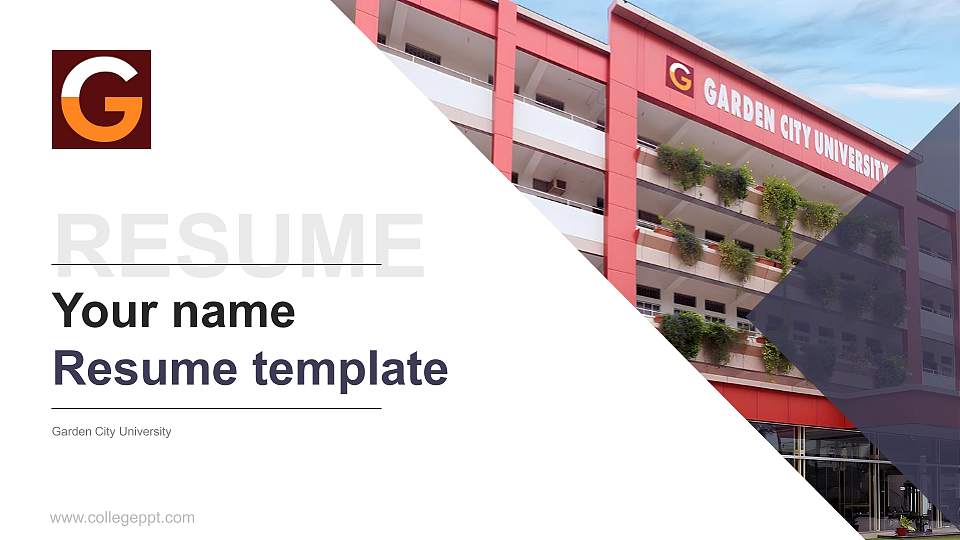 Garden City University Resume PPT Template16:9 ratio PPT effect preview image