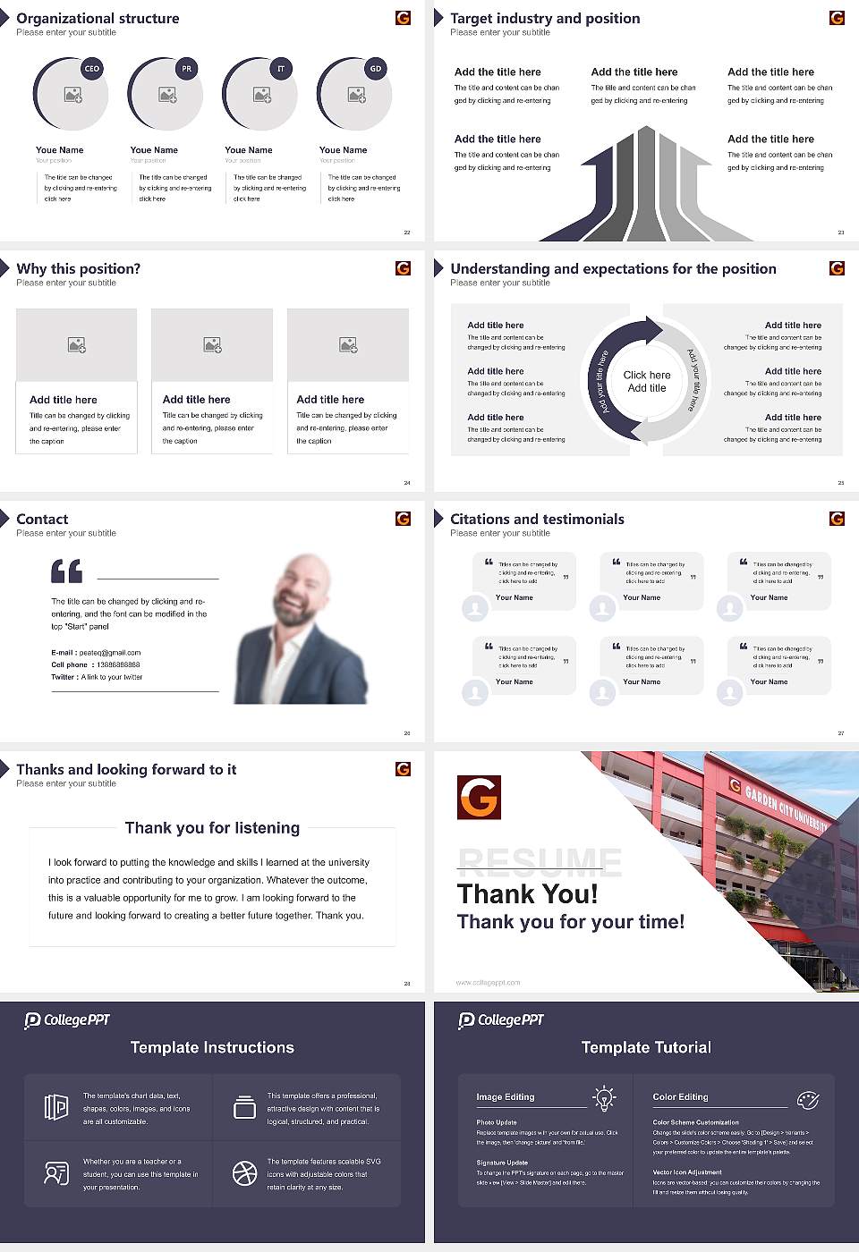 Garden City University Resume PPT Template16:9 ratio PPT effect preview image4