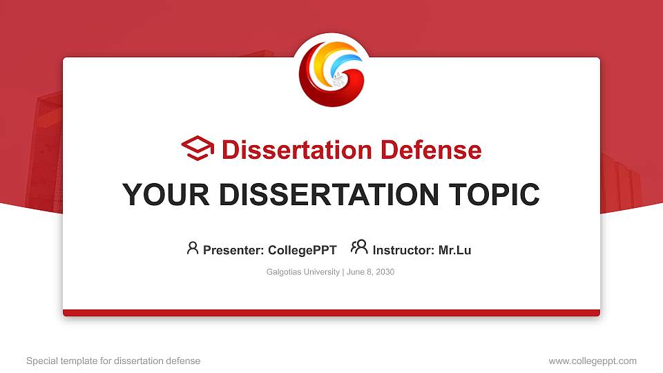 Galgotias University Graduation Thesis Defense PPT Template16:9 ratio PPT effect preview image