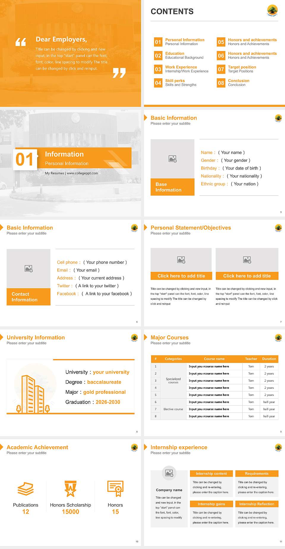 GSFC University Resume PPT Template4:3 ratio PPT effect preview image2