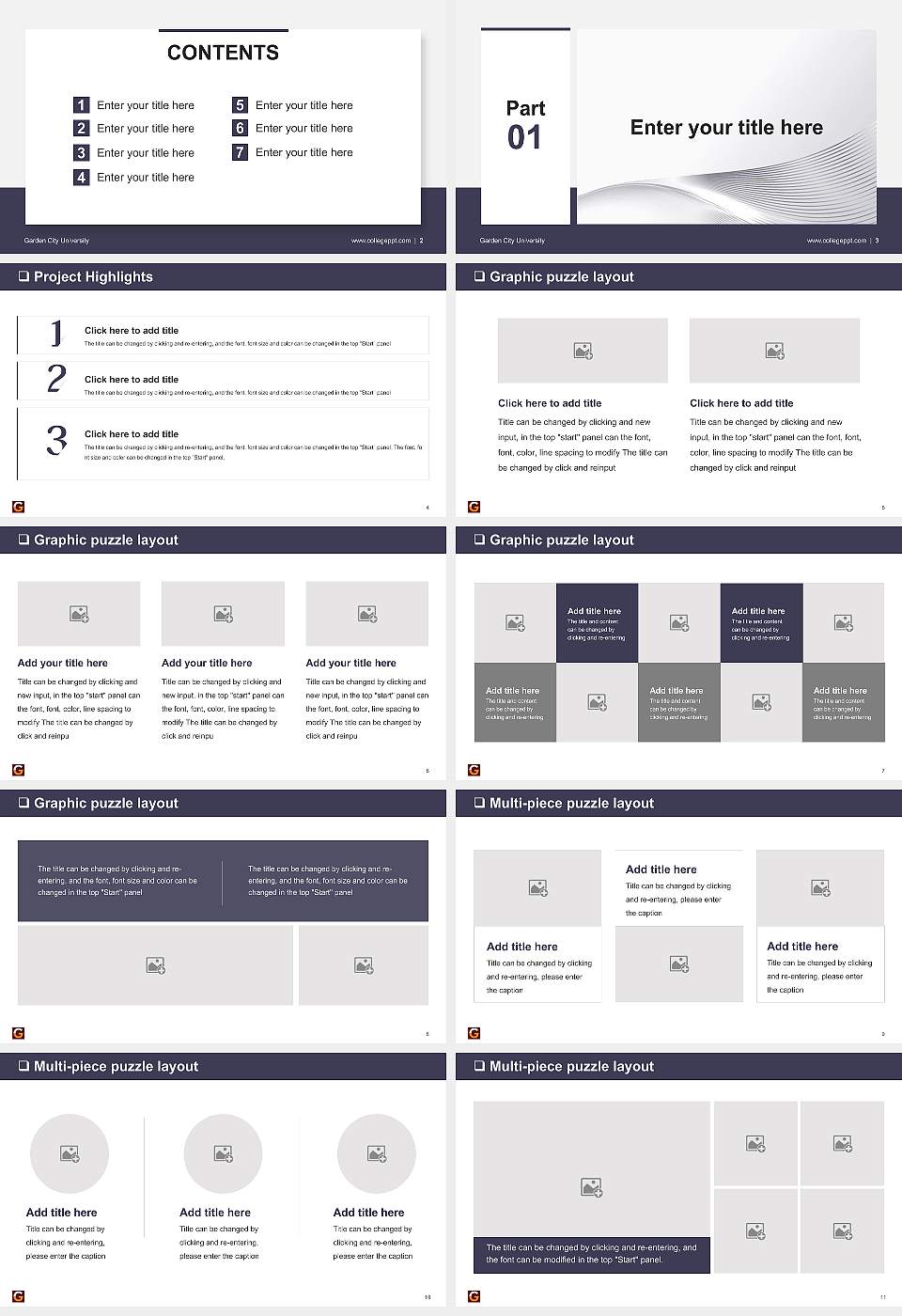 Garden City University General Purpose PPT Template16:9 ratio PPT effect preview image2