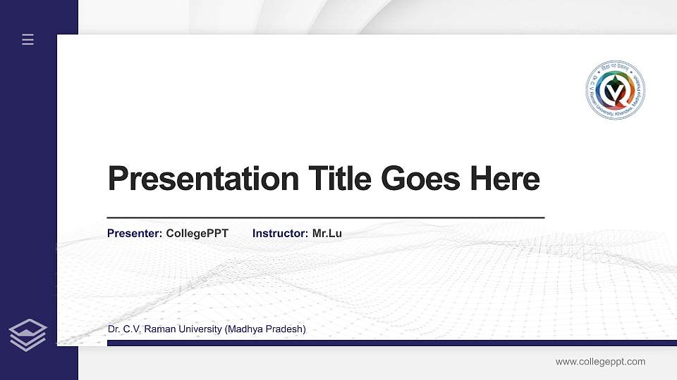 Dr. C.V. Raman University (Madhya Pradesh) Thesis Proposal/Graduation Defense PPT Template16:9 ratio PPT effect preview image