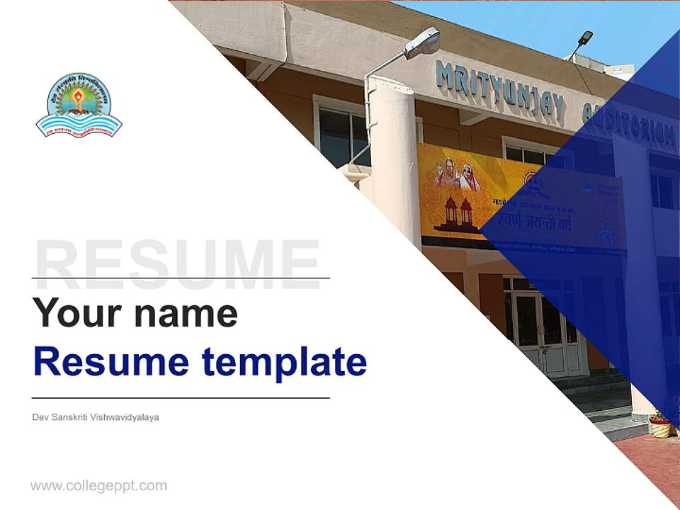 Dev Sanskriti Vishwavidyalaya Resume PPT Template4:3 ratio PPT effect preview image5