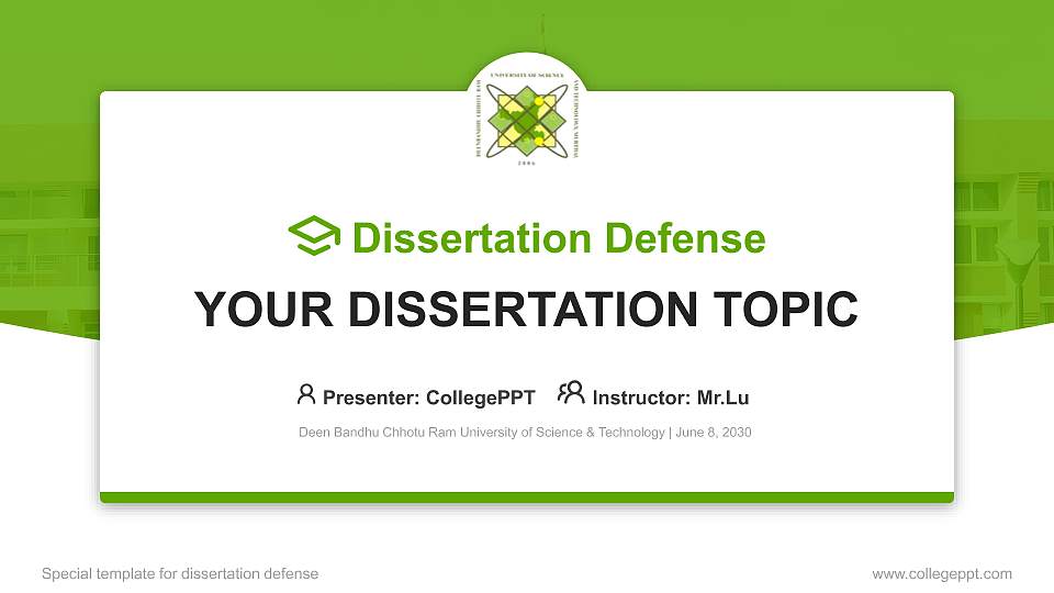 Deen Bandhu Chhotu Ram University of Science & Technology Graduation Thesis Defense PPT Template16:9 ratio PPT effect preview image