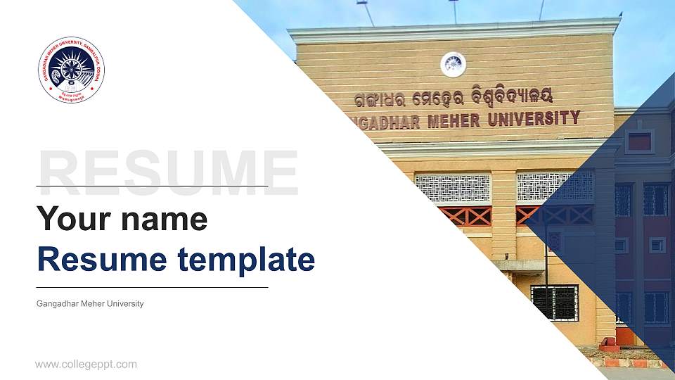 Gangadhar Meher University Resume PPT Template16:9 ratio PPT effect preview image