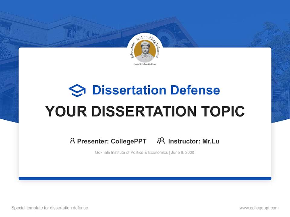 Gokhale Institute of Politics & Economics Graduation Thesis Defense PPT Template4:3 ratio PPT effect preview image7