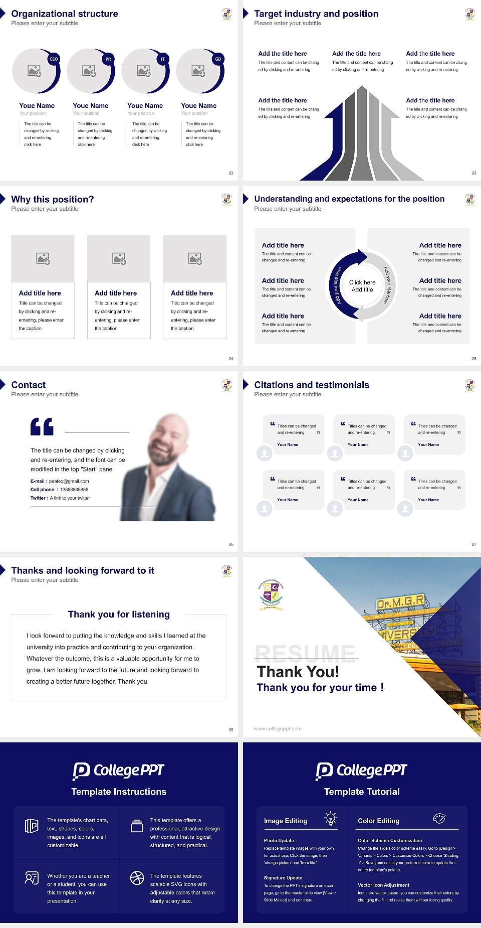 Dr. M.G.R. Educational and Research Institute Resume PPT Template4:3 ratio PPT effect preview image4