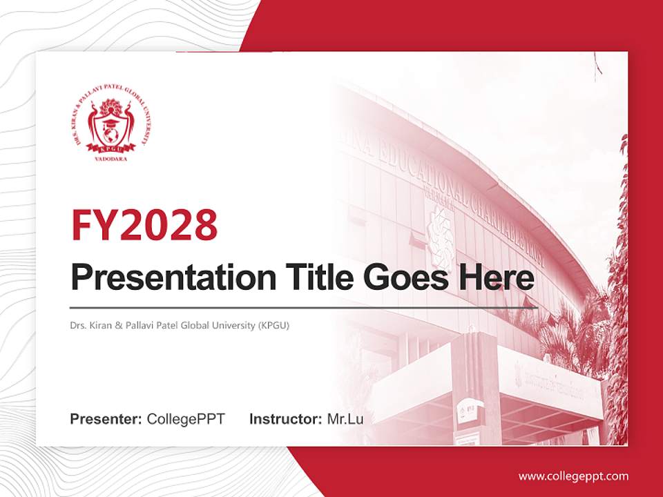 Drs. Kiran & Pallavi Patel Global University (KPGU) Academic Presentation/Research Findings Report PPT Template4:3 ratio PPT effect preview image5